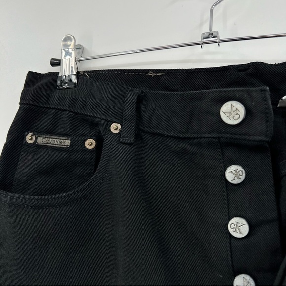 CK Calvin Klein Jeans Vintage Leather Patch Tapered 90's Moms Black Jeans Sz 13 - Picture 4 of 10